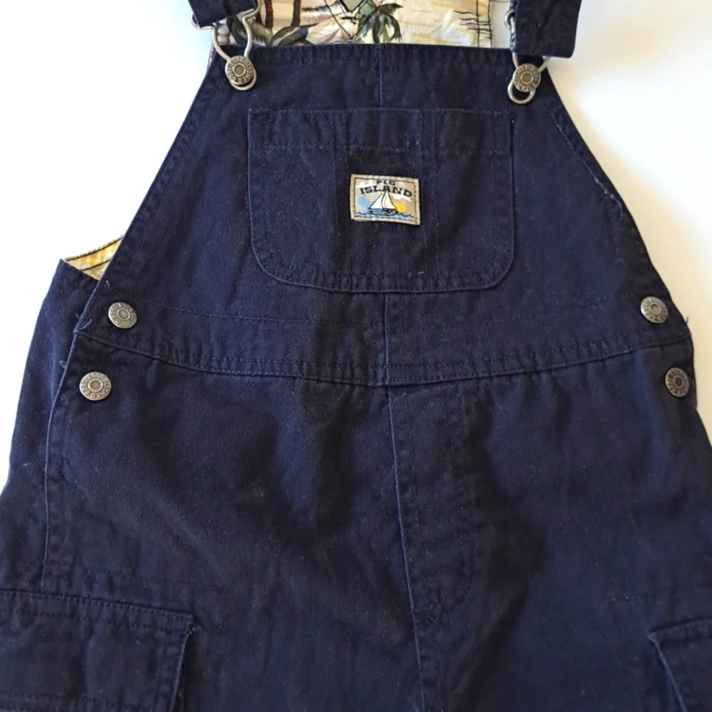 Vtg Y2k Dark Blue Navy Little Boy Bib Shortalls Overalls The Children's Place 4T